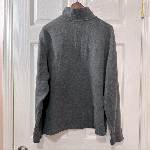 POLO Ralph Lauren Quarter Zip Sweater Men's Gray Green Pony Leather Pull Sz XL - Picture 2 of 7